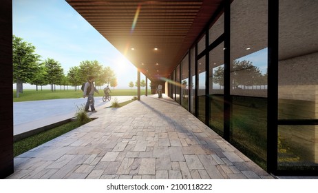 Construction of modern elements of building, artwork of 3d, architecture of illustration, outdoor