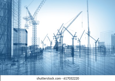 construction site; 3d illustration