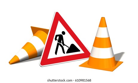 Construction Site Construction Site Sign Pylons Stock Illustration ...