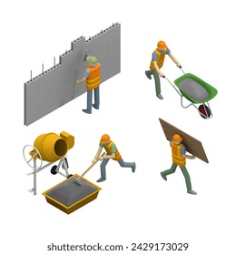 Construction site where workers are active. Construction of wall - Powered by Shutterstock