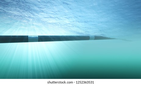 Construction Of An Underwater Gas Pipeline 3d Illustration