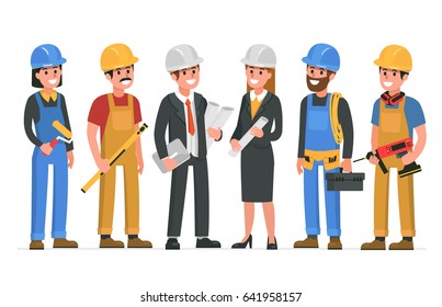 Construction Workers Team Vector Illustration Stock Vector (Royalty ...