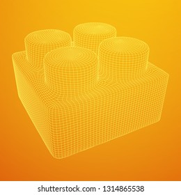 Constructor element wireframe low poly mesh 3d render illustration.