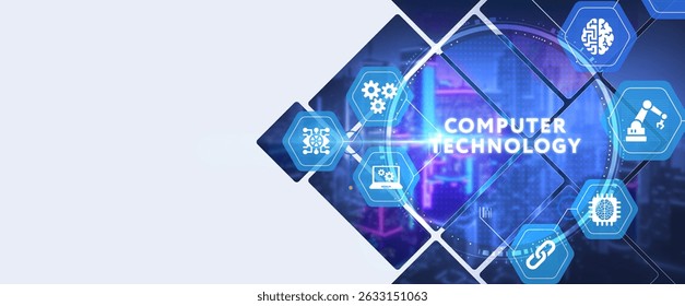 IT consultant presenting tag cloud about information technology. 3d illustration