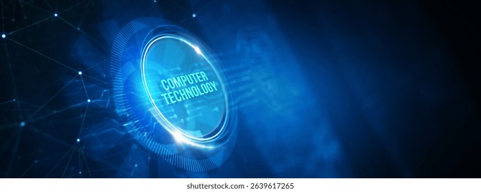 IT consultant presenting tag cloud about information technology. 3d illustration