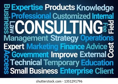 Consulting Word Cloud On Blue Background Stock Illustration 1351291796 ...