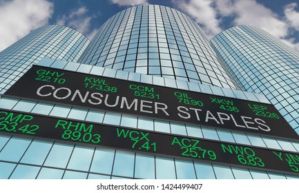 Consumer Staples Goods Stock Market Industry Sector Wall Street Buildings 3d Illustration