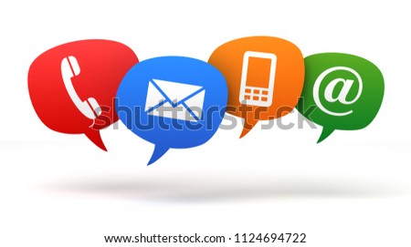 contact speech bubbles 3d concept illustration isolated on white background
