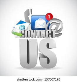 contact us 3d text concept illustration design over white