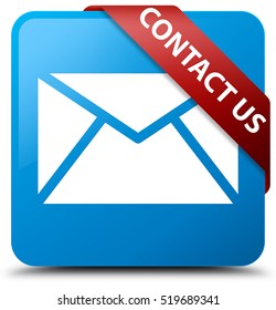 Contact Us (email Icon) Cyan Blue Square Button