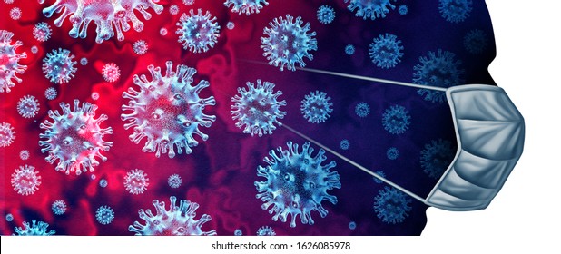 Contagious coronavirus outbreak and coronaviruses influenza medical crisis as dangerous flu strain cases or pandemic public health risk concept with disease cells as a 3D render.