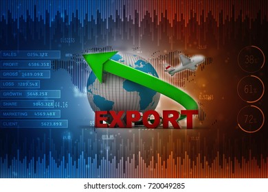 Container export. 3d illustration