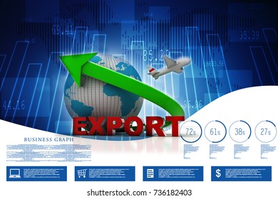 Container export. 3d illustration