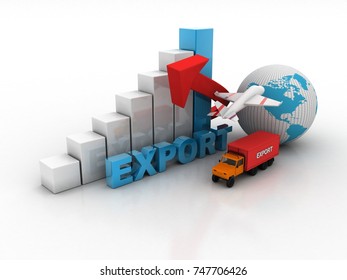 Container export. 3d illustration