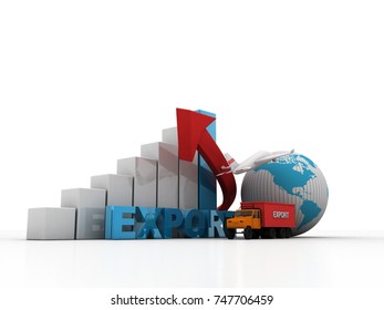 Container export. 3d illustration