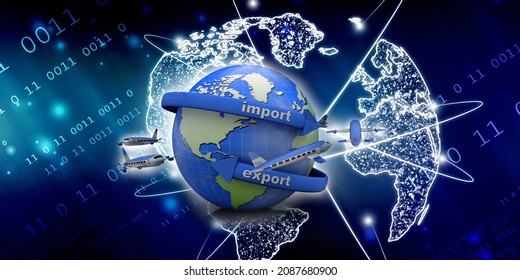 Container export concept. 3d illustration
