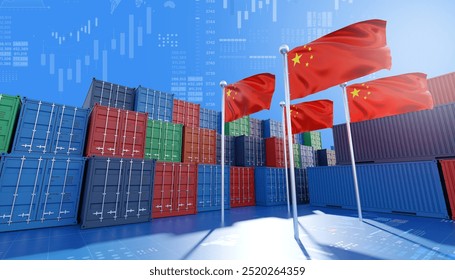 Container for export and import from China, 3d rendering