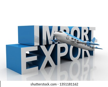 Container import export. 3d illustration
