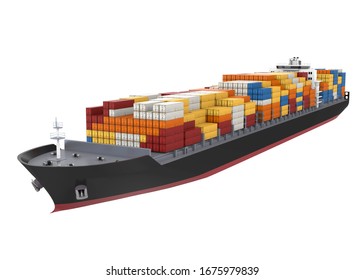 Container Ship Isolated. 3D Rendering