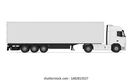 Container Truck Isolated (side View). 3D Rendering