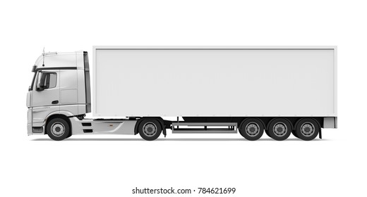 Container Truck Isolated (side view). 3D rendering