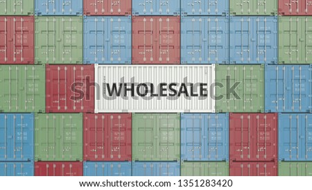 Container with WHOLESALE text. 3D rendering