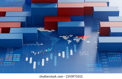 Containers box background, Cargo freight ship for import export business, 3d rendering