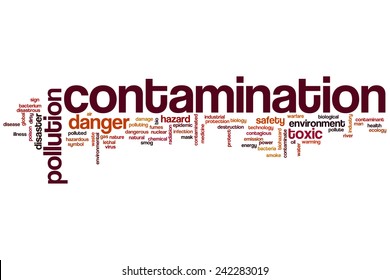 Contamination word cloud concept with pollution toxic related tags