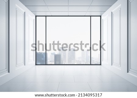 Similar – Image, Stock Photo . . .window to the courtyard. A view through the old window to the courtyard.