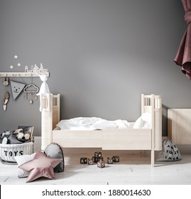 Contemporary Children Room, Wall Frame Mockup, 3d Render
