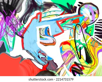 Contemporary Digital Art, Abstract Artwork Painting Raster Version.