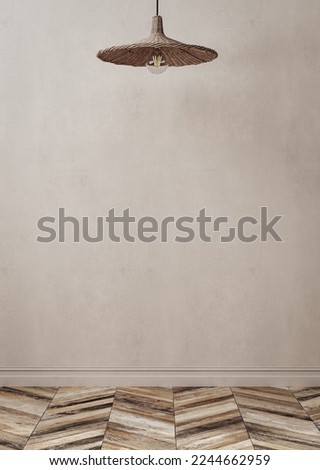 Contemporary empty home interior, Boho style, 3d render