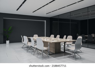 Contemporary Glass Meeting Room Interior Furniture Stock Illustration ...