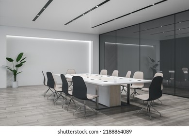 Contemporary Glass Meeting Room Interior Wooden Stock Illustration ...