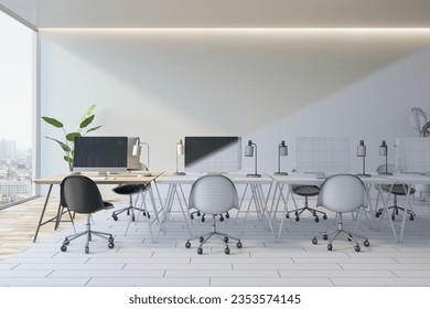 Contemporary half rendered coworking