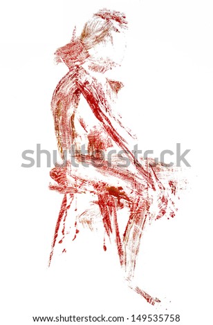 Contemporary Illustration Nude Woman Figure Sitting Stock Illustration ...