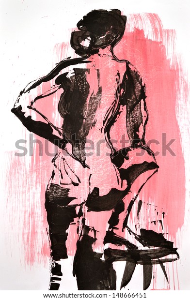 Contemporary Illustration Standing Naked Woman Figure Shutterstock