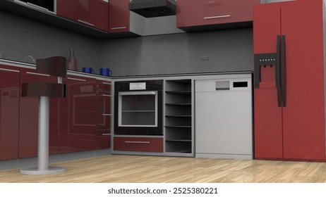 Contemporary kitchen featuring a spacious layout and modern appliances for culinary creativity. - Powered by Shutterstock