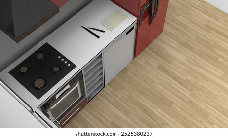 Contemporary kitchen featuring a spacious layout and modern appliances for culinary creativity. - Powered by Shutterstock