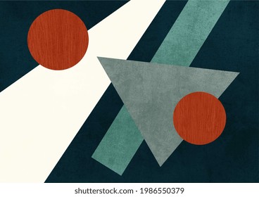 Contemporary and Modern abstraction art with dark color shapes. Artwork in constructivism and bauhaus style. Printable illustration.
