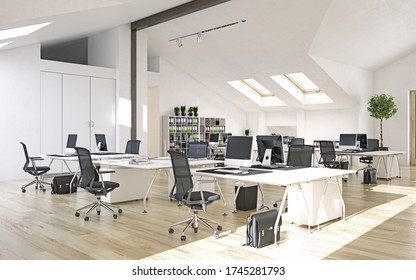 contemporary  office interior. 3d rendering design concept