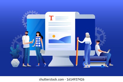 Content creating, articles, text writing and editing remote job. Inbound marketing. Copywriting job, home based copywriter, freelance copywriting concept. Concept creative illustration