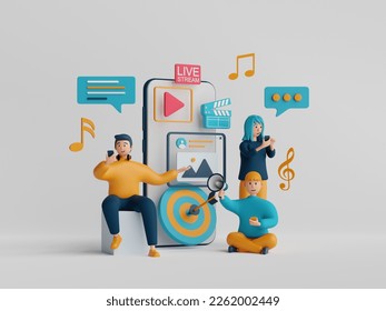 Content creating concept, Content creator making digital video for advertising and media marketing, vlog, 3d illustration. - Powered by Shutterstock