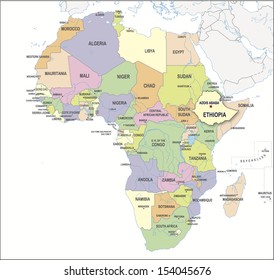 Full Color Map Africa Country Names Stock Illustration 68595955 ...