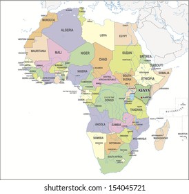 Vector Illustration Africa Map Countries Vector Stock Vector (Royalty ...