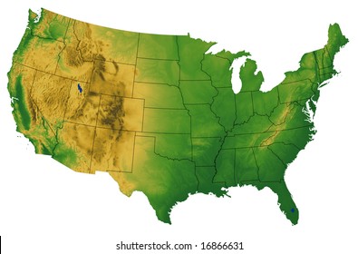 Continental USA Map With Terrain