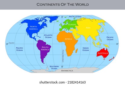 Continents Map World Stock Illustration 2182414163 | Shutterstock