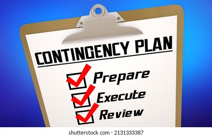 Contingency Plan Checklist Change Course Prepare Execute Review Strategy 3d Illustration