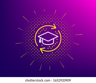 Continuing Education Line Icon. Halftone Pattern. Online Education Sign. Gradient Background. Continuing Education Line Icon. Yellow Halftone Pattern.