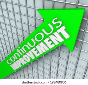 Continuous Improvement Words On An Arrow Aiming Upward